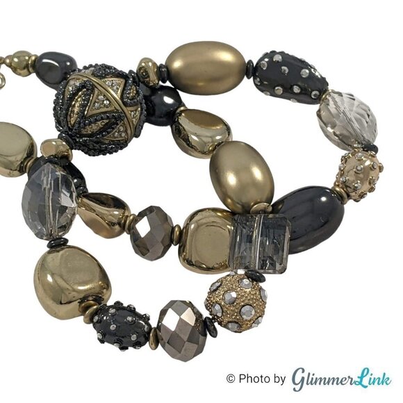 Chico's Tri-Tone Mixed Bead Shapes Geometric Focal Bead Necklace - Picture 8 of 13